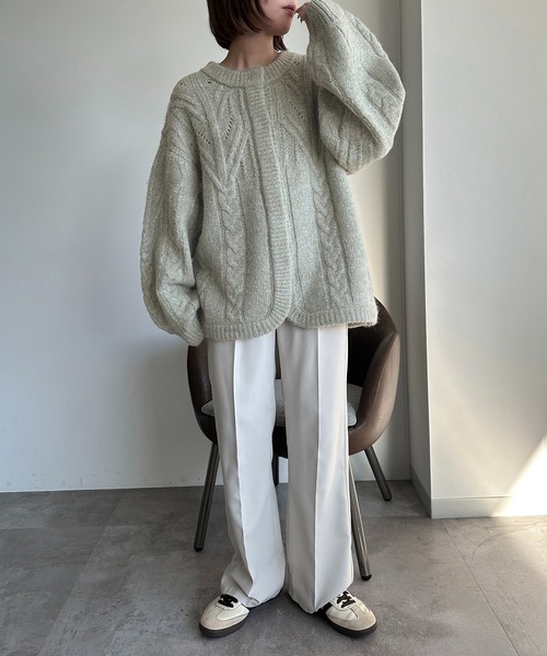 apres jour mignon(アプレジュールミニョン)の「ケーブル2WAYニット【ZOZOTOWN限定アイテム】(ニット/セーター・レディース・マスタード/チャコールグレー/ミント/レッド・X-LARGE/フリー)」の6枚目の写真