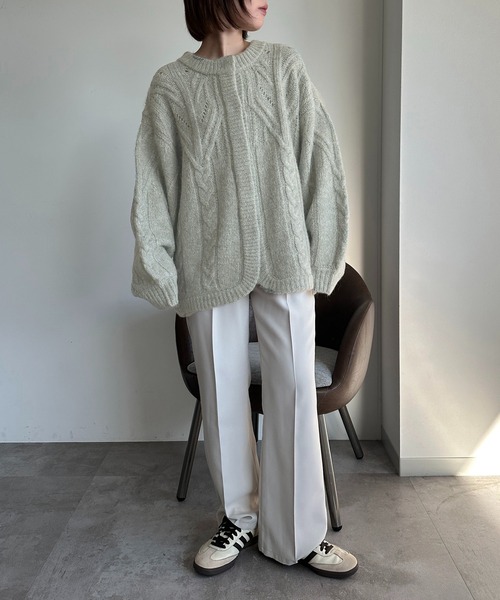 apres jour mignon(アプレジュールミニョン)の「ケーブル2WAYニット【ZOZOTOWN限定アイテム】(ニット/セーター・レディース・マスタード/チャコールグレー/ミント/レッド・X-LARGE/フリー)」の19枚目の写真