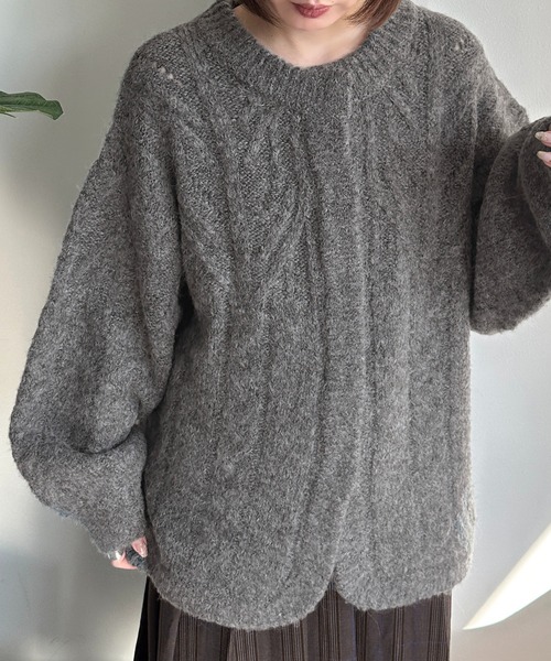 apres jour mignon(アプレジュールミニョン)の「ケーブル2WAYニット【ZOZOTOWN限定アイテム】(ニット/セーター・レディース・マスタード/チャコールグレー/ミント/レッド・X-LARGE/フリー)」の9枚目の写真