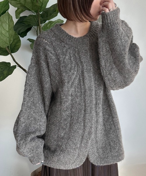 apres jour mignon(アプレジュールミニョン)の「ケーブル2WAYニット【ZOZOTOWN限定アイテム】(ニット/セーター・レディース・マスタード/チャコールグレー/ミント/レッド・X-LARGE/フリー)」の10枚目の写真