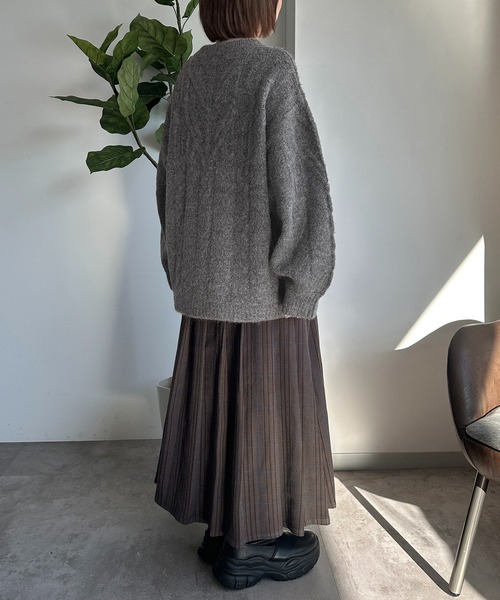 【希少Mサイズ❗️】stone ダークグレー厚手ニット セール】ケーブル2WAYニット【ZOZOTOWN限定アイテム】（ニット