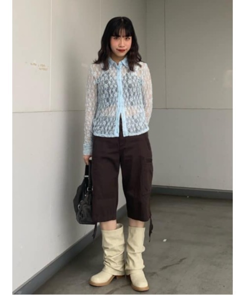 SLY(スライ)の「L/W WASHED MIDDLE SHORTS ローウエスト ウォッシュド ミドル ショーツ(スラックス・レディース・ダークブラウン/カーキ・2/1)」の17枚目の写真