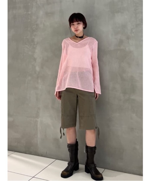 SLY(スライ)の「L/W WASHED MIDDLE SHORTS ローウエスト ウォッシュド ミドル ショーツ(スラックス・レディース・ダークブラウン/カーキ・2/1)」の22枚目の写真