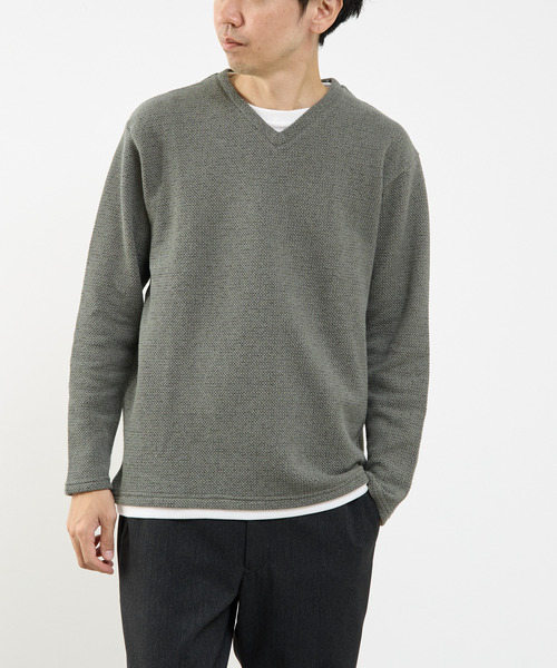 【MASTER FRAME/マスターフレーム】ワッフル裏起毛フェイクレイヤード長袖VネッTシャツ（Tシャツ/カットソー）｜MASTER FRAME（マスターフレーム ）