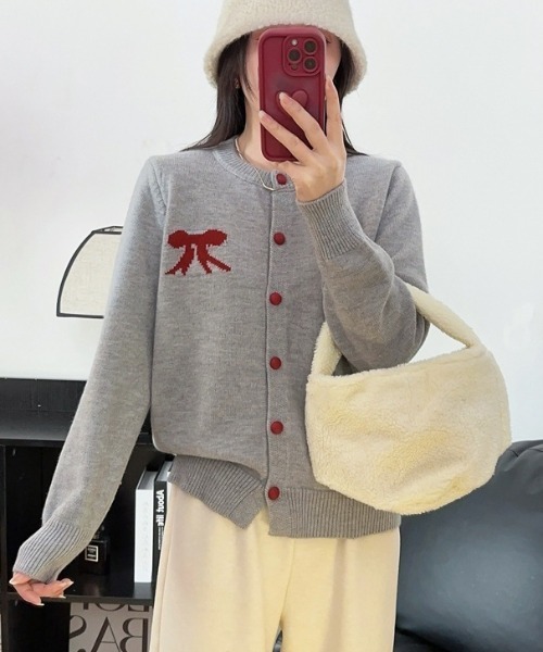 paravion（パラビオン）の「リボンニットカーディガン（ニット/セーター・レディース・レッド/グレー/ブラック・FREE）」の9枚目の写真