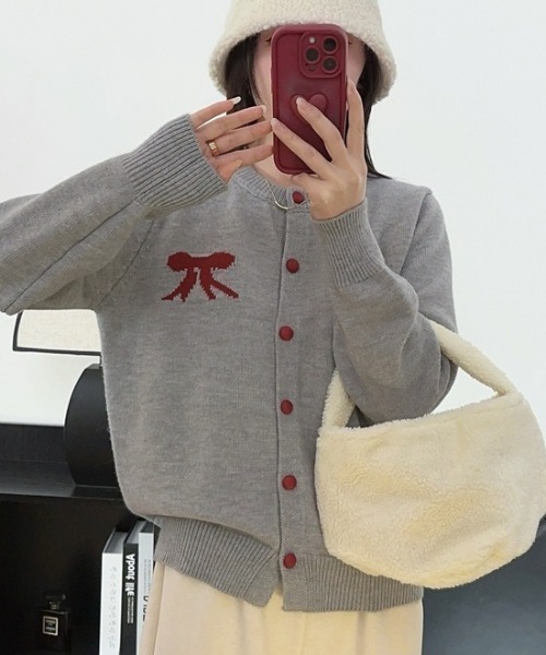 paravion（パラビオン）の「リボンニットカーディガン（ニット/セーター・レディース・レッド/グレー/ブラック・FREE）」の10枚目の写真