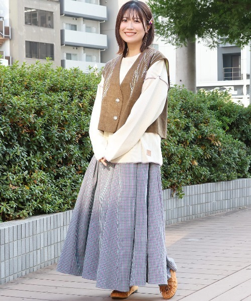 チチカカ(チチカカ)の「配色ステッチサーマルロングTシャツ(Tシャツ/カットソー・レディース・アイボリー/ネイビー/チャコールグレー・FREE)」の6枚目の写真