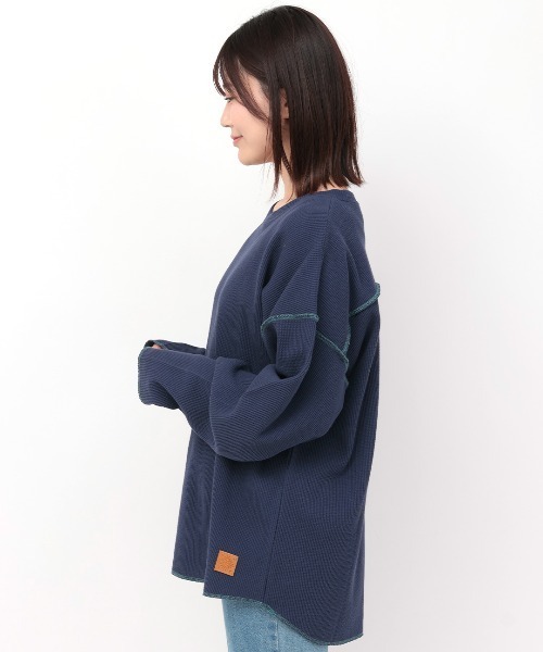 チチカカ(チチカカ)の「配色ステッチサーマルロングTシャツ(Tシャツ/カットソー・レディース・アイボリー/ネイビー/チャコールグレー・FREE)」の11枚目の写真