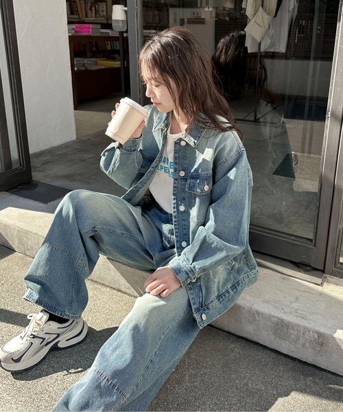 PILIT（ピリット）の「オーバーダイデニムワイドパンツ（デニムパンツ・レディース・サックスブルー/ブルー・MEDIUM）」の19枚目の写真