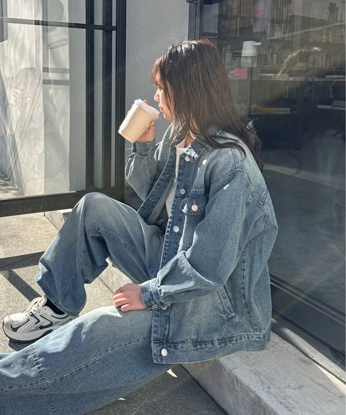 PILIT（ピリット）の「オーバーダイデニムワイドパンツ（デニムパンツ・レディース・サックスブルー/ブルー・MEDIUM）」の20枚目の写真