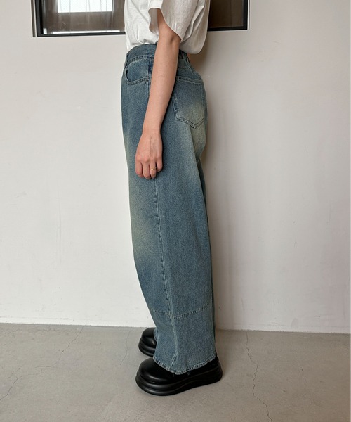 PILIT（ピリット）の「オーバーダイデニムワイドパンツ（デニムパンツ・レディース・サックスブルー/ブルー・MEDIUM）」の15枚目の写真