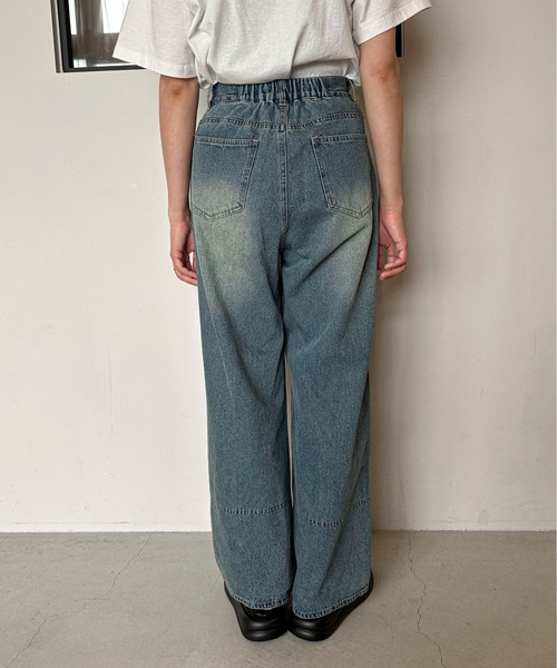 PILIT（ピリット）の「オーバーダイデニムワイドパンツ（デニムパンツ・レディース・サックスブルー/ブルー・MEDIUM）」の16枚目の写真
