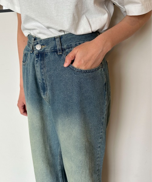 PILIT（ピリット）の「オーバーダイデニムワイドパンツ（デニムパンツ・レディース・サックスブルー/ブルー・MEDIUM）」の18枚目の写真