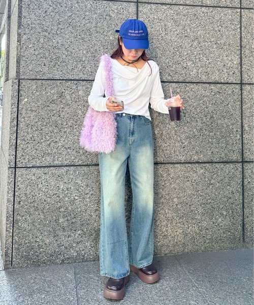 PILIT（ピリット）の「オーバーダイデニムワイドパンツ（デニムパンツ・レディース・サックスブルー/ブルー・MEDIUM）」の5枚目の写真