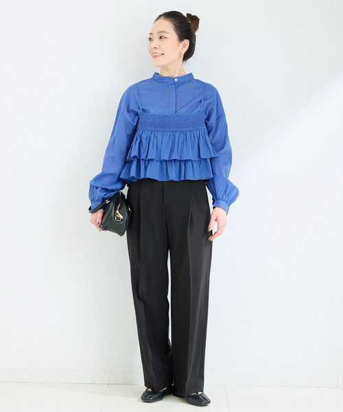 B.C STOCK（ベーセーストック）の「《2点セット》ウォッシャブル / フリルキャミソールレイヤードブラウス（シャツ/ブラウス・レディース・ブルー/ホワイト/ブラック・FREE）」の22枚目の写真