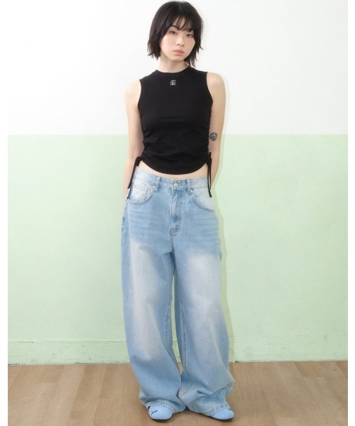 AMESWORLDWIDE（アメスワールドワイド）の「A'GEM/9 × .kom 『AMESWORLDWIDE/アメスワールドワイド』BASIC SMALL LOGO SLEEVELESS TEE /ベーシックスモールロゴスリーブレスTEE（タンクトップ・レディース・グレー/ブラック/ホワイト・FREE）」の6枚目の写真