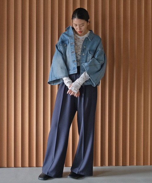 AKTE（アクテ）の「サムホールレーストップス（シャツ/ブラウス・レディース・イエロー/ホワイト・FREE）」の4枚目の写真