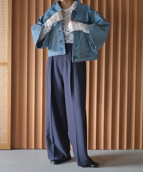 AKTE（アクテ）の「サムホールレーストップス（シャツ/ブラウス・レディース・イエロー/ホワイト・FREE）」の5枚目の写真