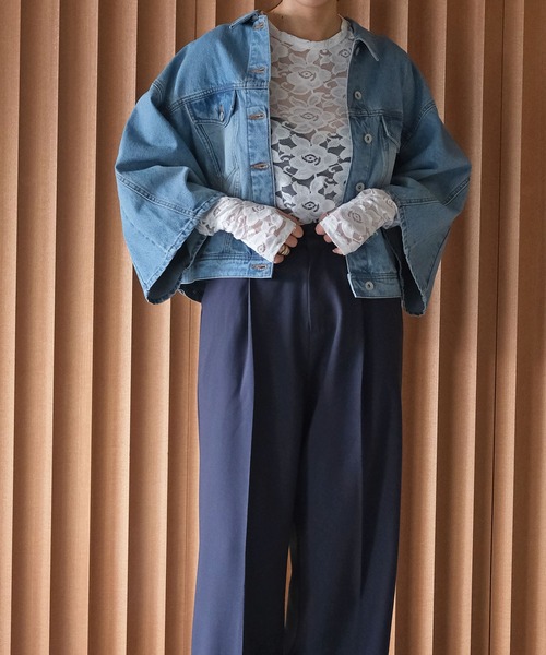 AKTE（アクテ）の「サムホールレーストップス（シャツ/ブラウス・レディース・イエロー/ホワイト・FREE）」の6枚目の写真