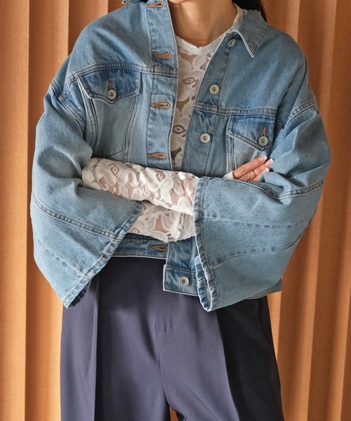 AKTE（アクテ）の「サムホールレーストップス（シャツ/ブラウス・レディース・イエロー/ホワイト・FREE）」の7枚目の写真