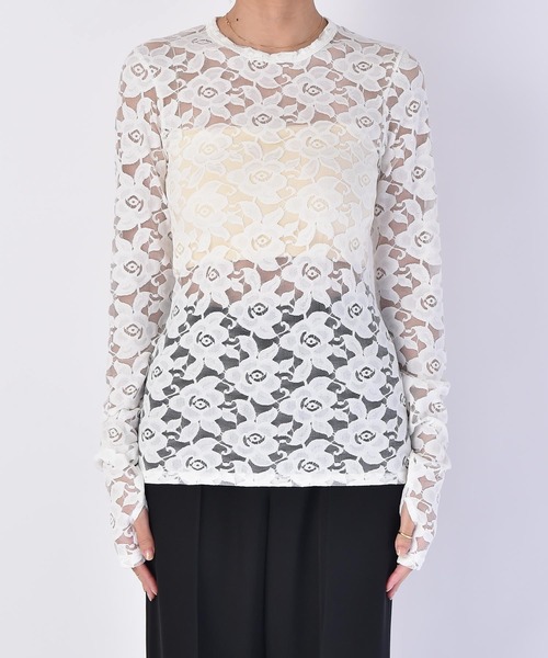 AKTE（アクテ）の「サムホールレーストップス（シャツ/ブラウス・レディース・イエロー/ホワイト・FREE）」の21枚目の写真