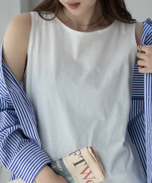 NAVY（ネイビー）の「【 綿100% 】NAVY ベーシック ロングタンクトップ（タンクトップ・レディース・ブラック/チャコールグレー/オフホワイト・M/L）」の2枚目の写真