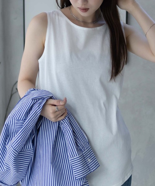 NAVY（ネイビー）の「【 綿100% 】NAVY ベーシック ロングタンクトップ（タンクトップ・レディース・ブラック/チャコールグレー/オフホワイト・M/L）」の16枚目の写真