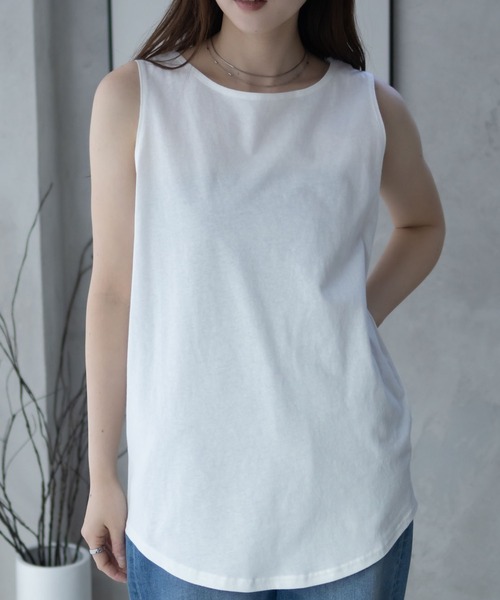 NAVY（ネイビー）の「【 綿100% 】NAVY ベーシック ロングタンクトップ（タンクトップ・レディース・ブラック/チャコールグレー/オフホワイト・M/L）」の17枚目の写真