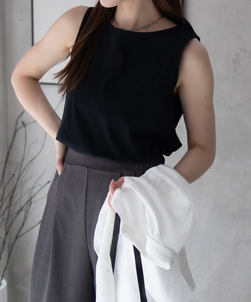 NAVY（ネイビー）の「【 綿100% 】NAVY ベーシック ロングタンクトップ（タンクトップ・レディース・ブラック/チャコールグレー/オフホワイト・M/L）」の21枚目の写真