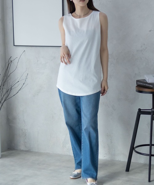 NAVY（ネイビー）の「【 綿100% 】NAVY ベーシック ロングタンクトップ（タンクトップ・レディース・ブラック/チャコールグレー/オフホワイト・M/L）」の14枚目の写真