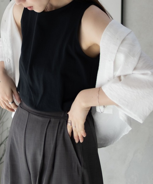 NAVY（ネイビー）の「【 綿100% 】NAVY ベーシック ロングタンクトップ（タンクトップ・レディース・ブラック/チャコールグレー/オフホワイト・M/L）」の22枚目の写真