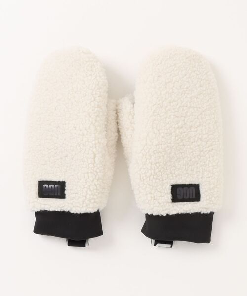 W UGGFLUFF MITTEN WITH LOGO TAPE 101099-NMB（手袋）｜UGG（アグ）の