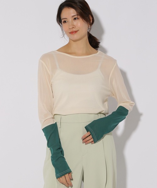 Elura(エルーラ)の「カラーシアクループルオーバー/316437(Tシャツ/カットソー・レディース・オレンジ/ホワイト/グリーン・FREE)」の3枚目の写真