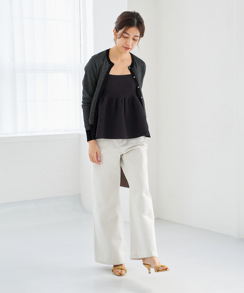 IENA(イエナ)の「Mer cotton セーターマシン クルーカーディガン(カーディガン/ボレロ・レディース・ブラック系その他/ホワイト/ネイビー・FREE)」の20枚目の写真