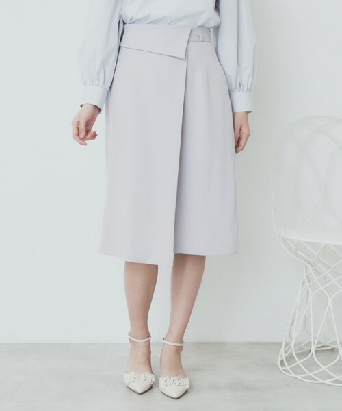 index（インデックス）の「Aラインラップスカート【洗濯機洗い可/イージーアイロン/防シワ】（スカート・レディース・チャコールグレー/ライトグレー/ライトベージュ・42/36/38/40）」の12枚目の写真