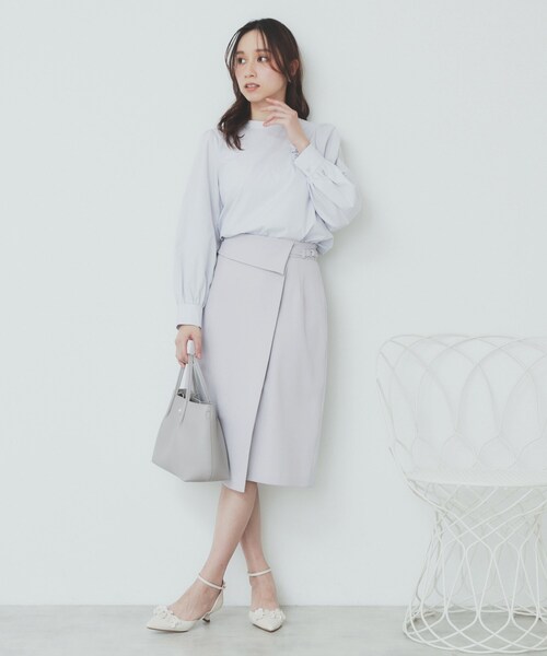 index（インデックス）の「Aラインラップスカート【洗濯機洗い可/イージーアイロン/防シワ】（スカート・レディース・チャコールグレー/ライトグレー/ライトベージュ・42/36/38/40）」の14枚目の写真