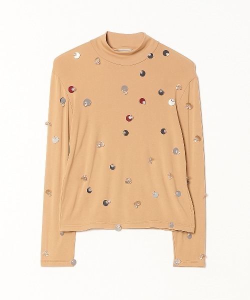 ROSE BUD(ローズバッド)の「【RIVN】NINA JERSEY TOP(Tシャツ/カットソー・レディース・ベージュ/ブラック・ONE SIZE)」の1枚目の写真