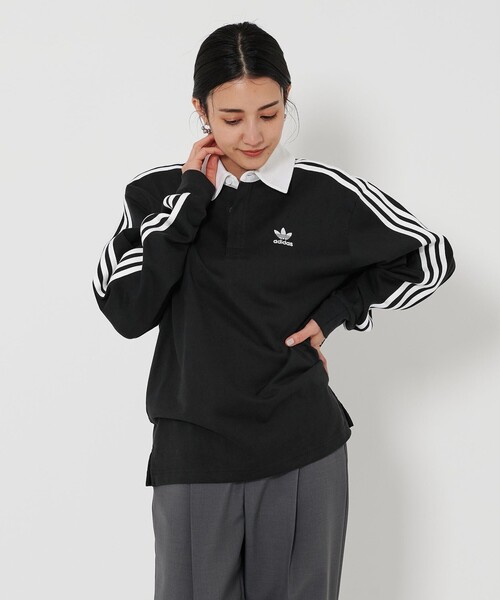 adidas Originals(アディダスオリジナルス)の「<adidas Originals>ラグビーポロシャツ(Tシャツ/カットソー・レディース・ブラック・S)」の2枚目の写真