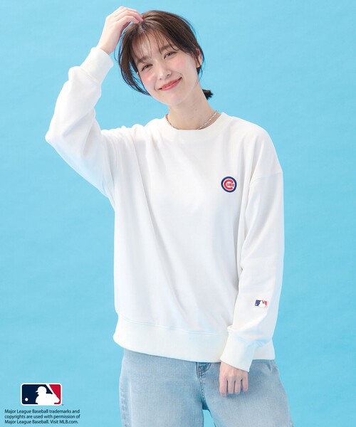 ANY(エニィ)の「MLB/メジャーリーグベースボール クルーネックスウェット(Tシャツ/カットソー・レディース・ライトグレー系/ホワイト系/ネイビー系・4)」の1枚目の写真