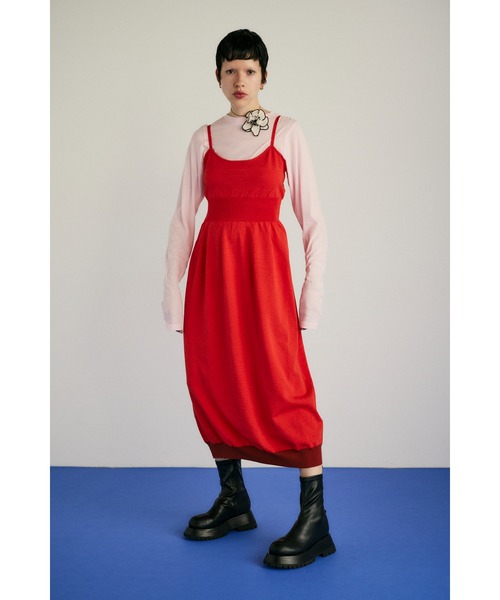 HeRIN.CYE(ヘリンドットサイ)の「Waist shape knit dress ウエストシェイプニットドレス(ワンピース・レディース・レッド/ブラック/オフホワイト・FREE)」の1枚目の写真
