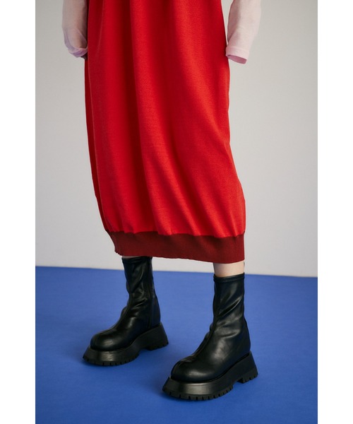 HeRIN.CYE(ヘリンドットサイ)の「Waist shape knit dress ウエストシェイプニットドレス(ワンピース・レディース・レッド/ブラック/オフホワイト・FREE)」の4枚目の写真