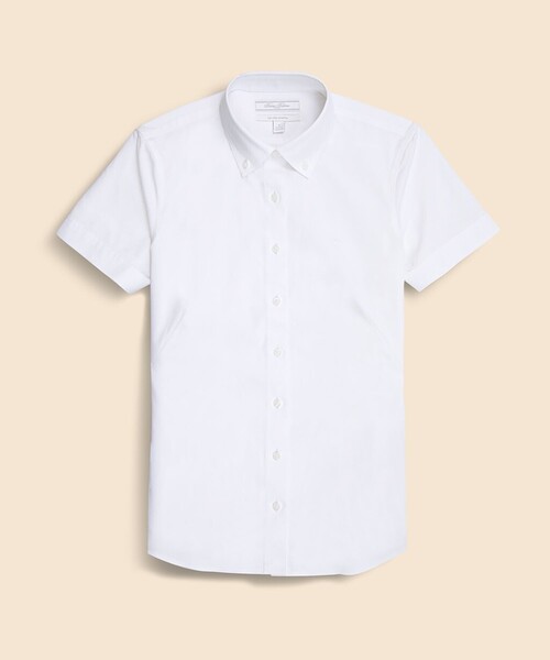 BROOKS BROTHERS(ブルックスブラザーズ)の「スーピマコットンストレッチ ショートスリーブ ボタンダウンシャツ Fitted Fit(シャツ/ブラウス・レディース・ホワイト・0/2/4/6/8)」の1枚目の写真