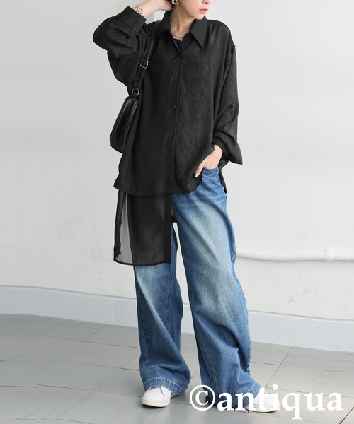 antiqua（アンティカ）の「シアーレイヤードシャツ（シャツ/ブラウス・レディース・ブラック・ONESIZE）」の2枚目の写真