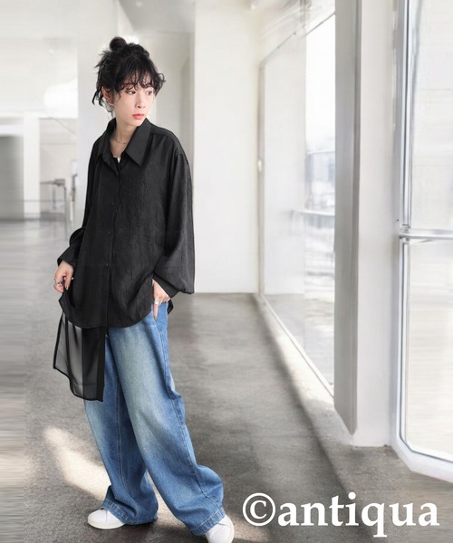 antiqua（アンティカ）の「シアーレイヤードシャツ（シャツ/ブラウス・レディース・ブラック・ONESIZE）」の5枚目の写真