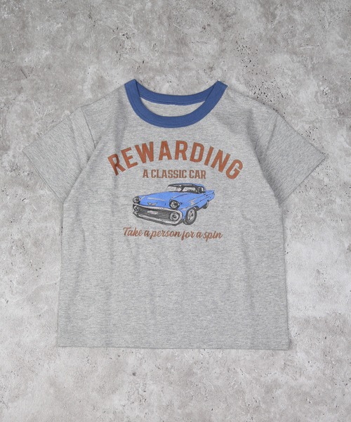 DILASH(ディラッシュ)の「アメ車半袖Tシャツ(Tシャツ/カットソー・キッズ・グレー/キナリ・80/90/100/110/120/130/140)」の1枚目の写真