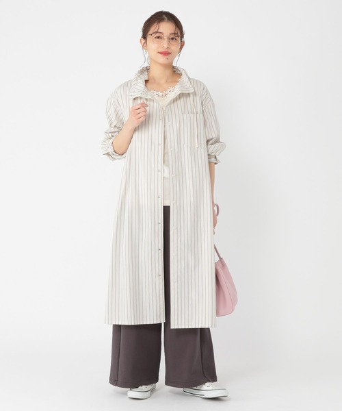 セール】【ONKUL掲載商品】ストライプシャツワンピース（ワンピース