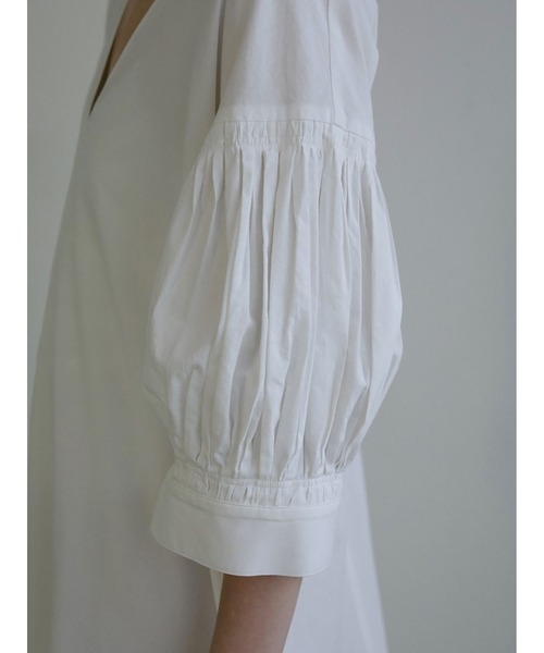 美品 eimy istoire ギャザースリーブボンディングAラインワンピース EIMY ISTOIRE ワンピース ギャザースリーブボンディングAライン