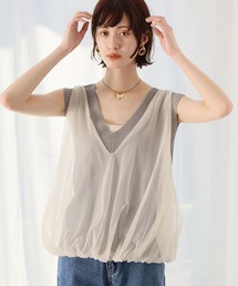 Ampirula（アンピルーラ）の「チュールドッキングVネックニットベスト（ベスト）」