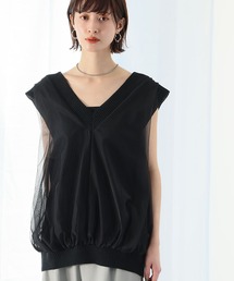 Ampirula（アンピルーラ）の「チュールドッキングVネックニットベスト（ベスト）」