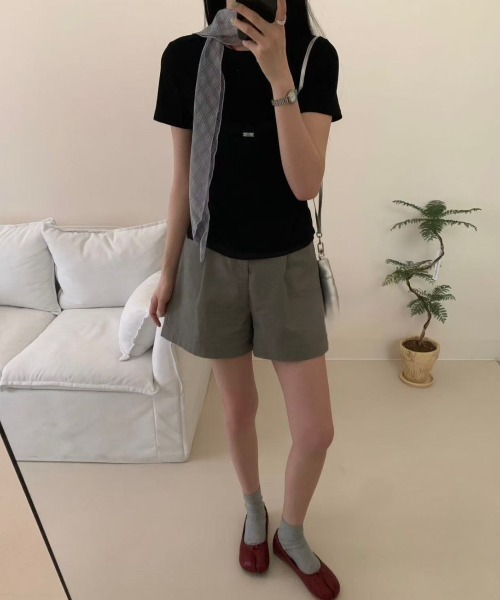 LAC-VERT(ラック・ヴェール)の「プレートアクセント シアーキャミドッキングTシャツ(Tシャツ/カットソー・レディース・ブラウン/ホワイト/グレー/ブラック・FREE)」の17枚目の写真